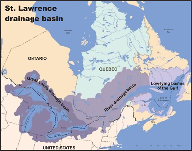 Great Lakes-St. Lawrence River drainage basin.